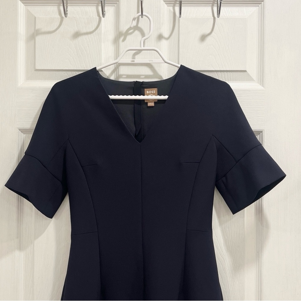 Hugo Boss Black V-Neck Short Sleeve Sheath Dress - Picture 7 of 15